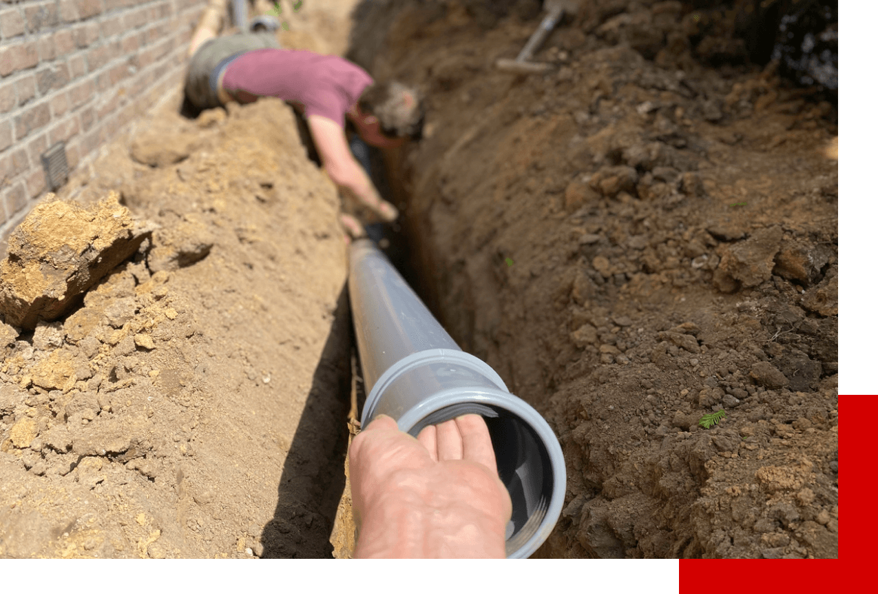 Clay pipe replacement with grey plastic pipe